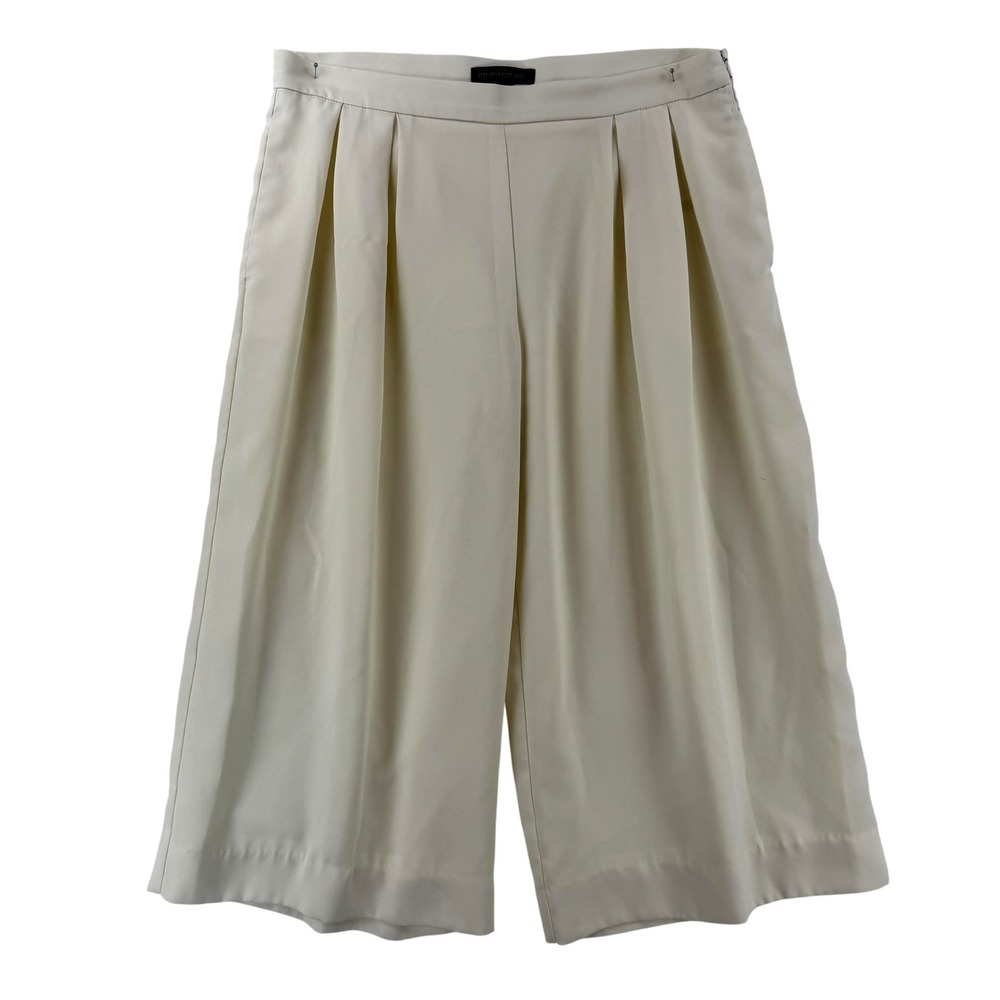 Banana‎ Republic Dress Pants Womens 10 Petite White Pleated Crop Crepe Lined